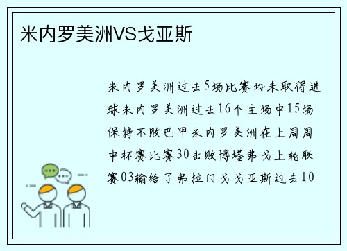 米内罗美洲VS戈亚斯